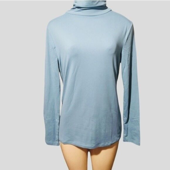 Teal Blue Mock Turtleneck Sweater Top XL - Picture 1 of 4
